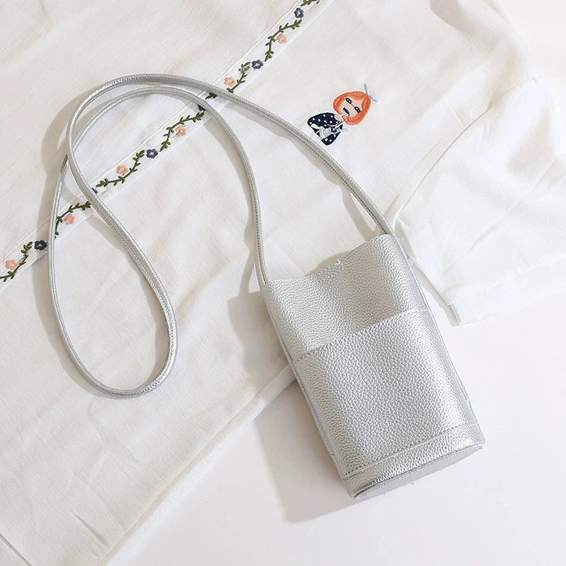 Soft Leather Phone Bag Women's Crossbody Mini Bag 2025 New Trendy Versatile Soild Color Cute Mini Bucket Bags Ladies Hand Bags