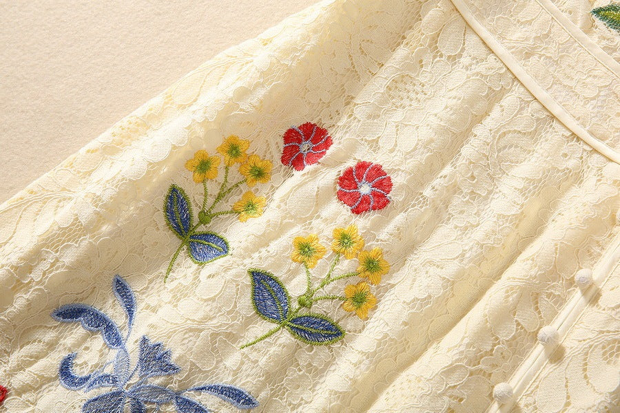 Fashion Embroidery Lace Dress Women