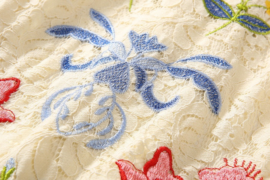 Fashion Embroidery Lace Dress Women
