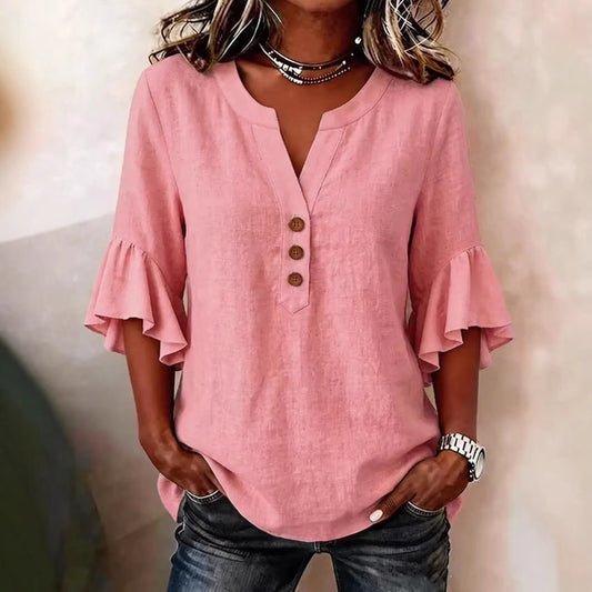 Solid Casual Loose Blouses For Women Fashion Summer Vintage Women's Oversized Shirts And Blouses Elegant Youth Female Tops https://Lolyshop.shop