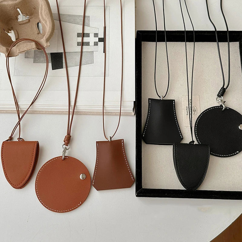 Simple Personalized Multifunctional Leather Sunglasses Clip Organizer Necklace Creative Cute Pouch Pendant Sweater Chain Jewelry
