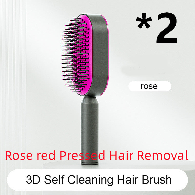 Self Cleaning Hair Brush For Women One-key Cleaning Hair Loss Airbag Massage Scalp Comb Anti-Static Hairbrush by http://Lolyshop.shop
