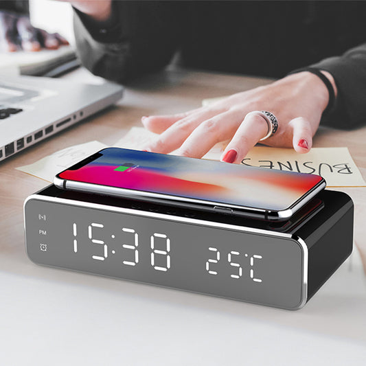 LED Electric Alarm Clock With Wireless Charger Desktop Digital Despertador Thermometer Clock HD Mirror Clock Watch Table Decor by http://Lolyshop.shop