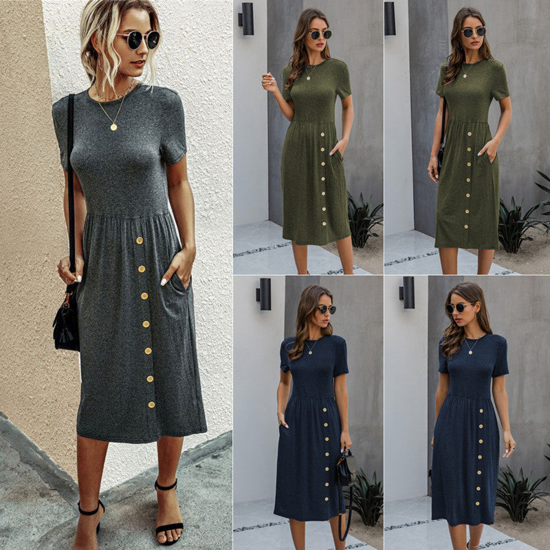 Button casual women knitted dress by http://Lolyshop.shop