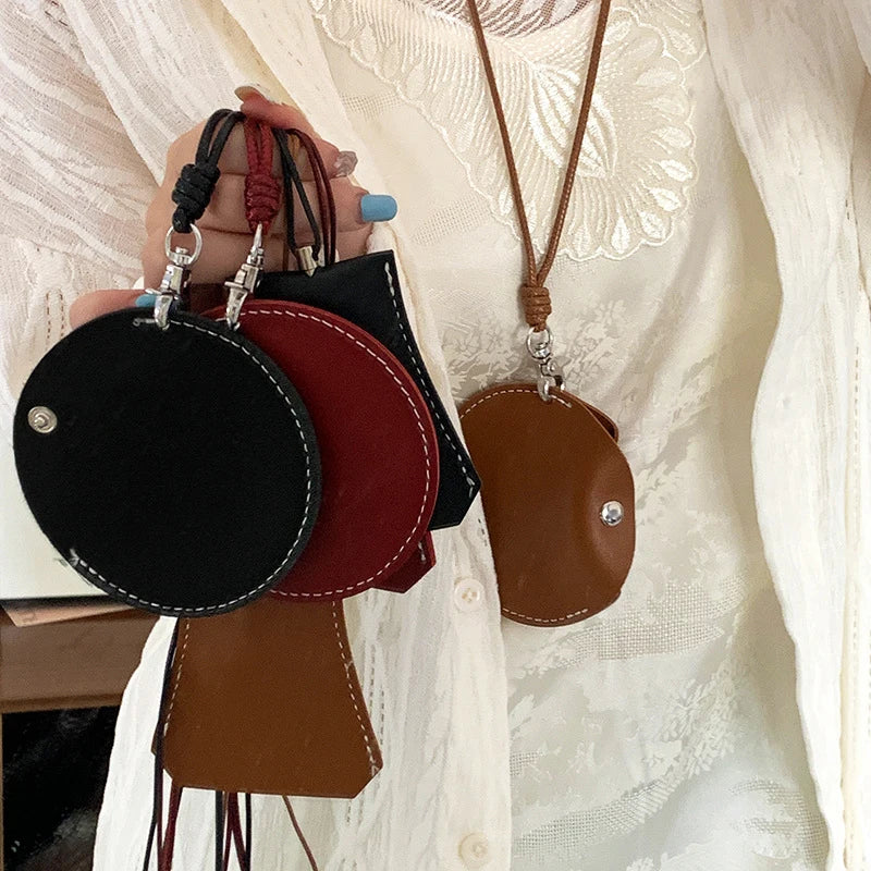 Simple Personalized Multifunctional Leather Sunglasses Clip Organizer Necklace Creative Cute Pouch Pendant Sweater Chain Jewelry