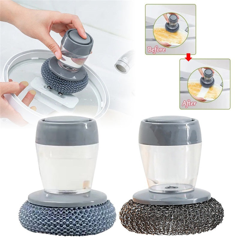 Kitchen Soap Dispensing Palm Brush Cleaner Push-type Brush Kitchen Detergent Tools by http://Lolyshop.shop