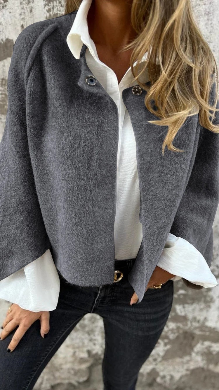 Women's Batwing Sleeve Cardigan Ins Fashion Cropped Jacket Tops Autumn And Winter Loose Short Cashmere Coat by http://Loyshop.shop