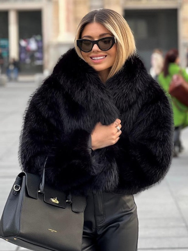 Winter Plush Coat Fashion Warm Thicken Fluffy Lapel Jacket Outwear Casual Long Sleeve Tops Womens Clothing by http://Loyshop.shop