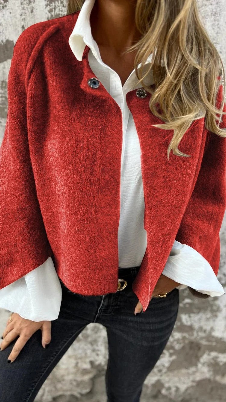 Women's Batwing Sleeve Cardigan Ins Fashion Cropped Jacket Tops Autumn And Winter Loose Short Cashmere Coat by http://Loyshop.shop