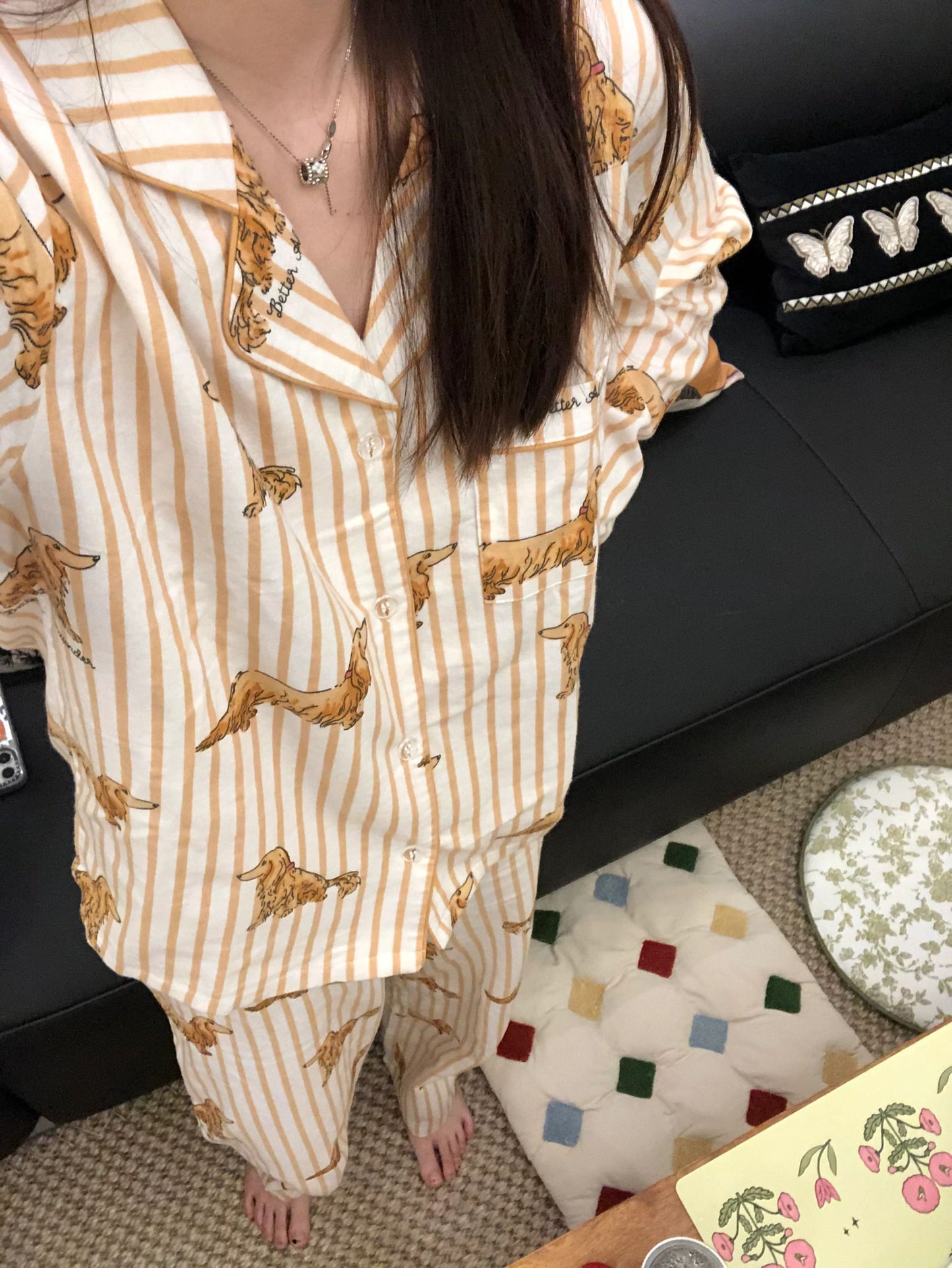 Cute Puppy Printed Long-sleeved Pajamas Trousers Home Wear Two-piece Set by http://Loyshop.shop