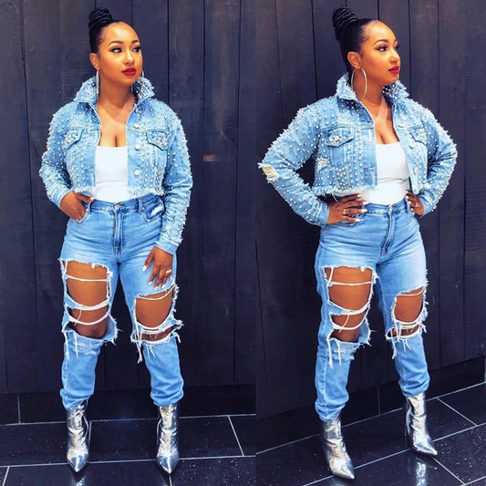 Women's short denim jacket by http://Lolyshop.shop