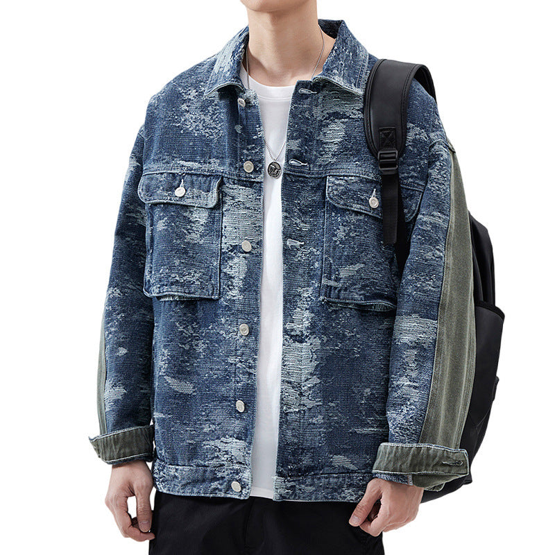 High Street American Classic Retro Patterned Denim Casual Jacket Shirt by http://Lolyshop.shop