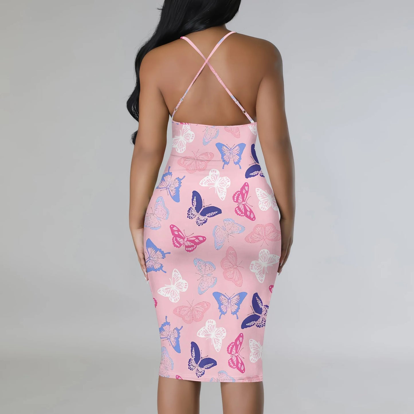 Women's clothing 2025 spring/summer new custom casual loose floral print hollow suspender butterfly dress by http:// Lolyshop.shop