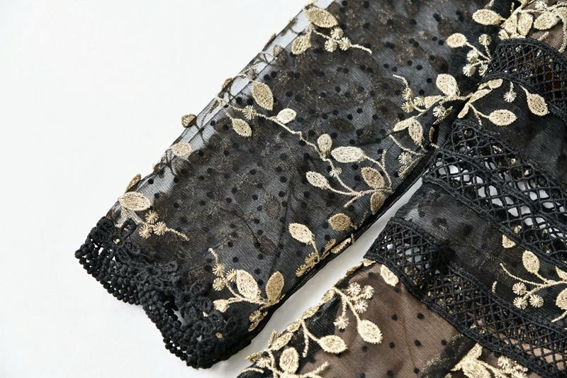 Embroidery Mesh Black Dress Women by http://Loyshop.shop