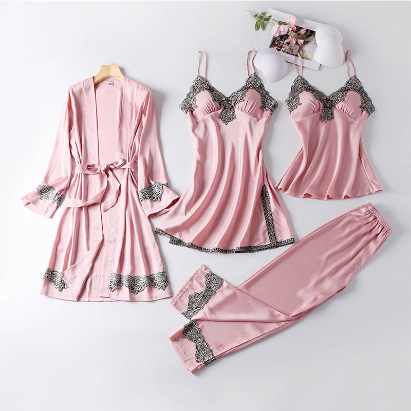 Four-piece dressing gown female summer suit by http://Lolyshop.shop