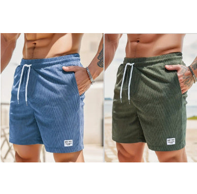 Lace-up Drawstring Shorts Summer Corduroy Sports Short Pants Mens Clothing by http://Lolyshop.shop