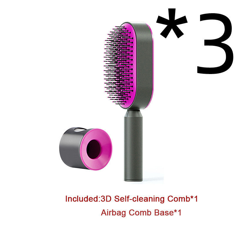 Self Cleaning Hair Brush For Women One-key Cleaning Hair Loss Airbag Massage Scalp Comb Anti-Static Hairbrush by http://Lolyshop.shop
