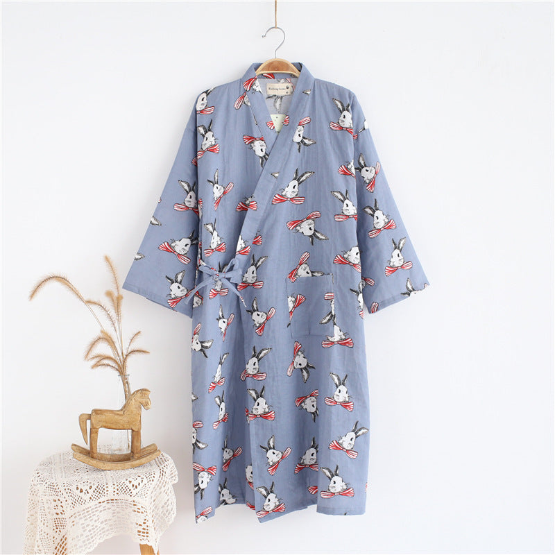 Cotton Gauze Lace-up Home Wear Cotton Moisture-wicking Clothing Kimono Robe by http://Lolyshop.shop