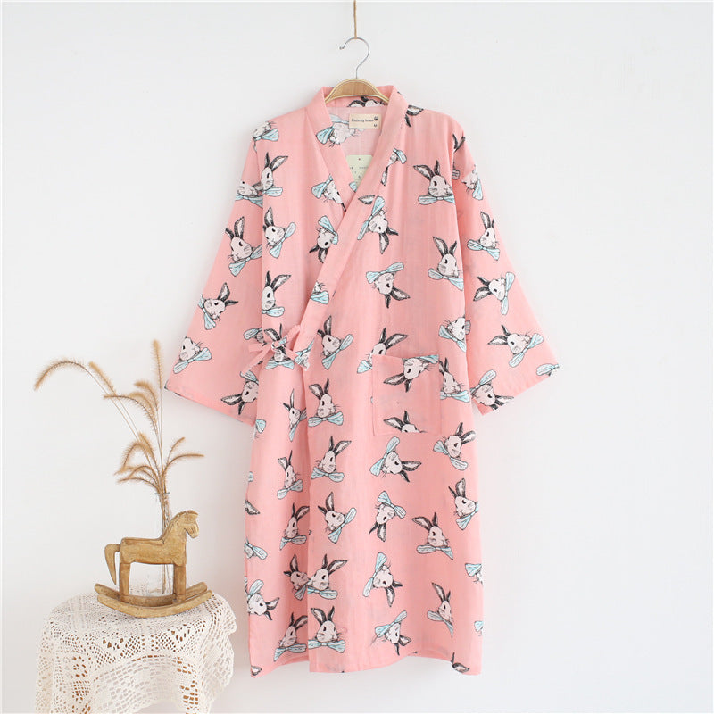 Cotton Gauze Lace-up Home Wear Cotton Moisture-wicking Clothing Kimono Robe by http://Lolyshop.shop