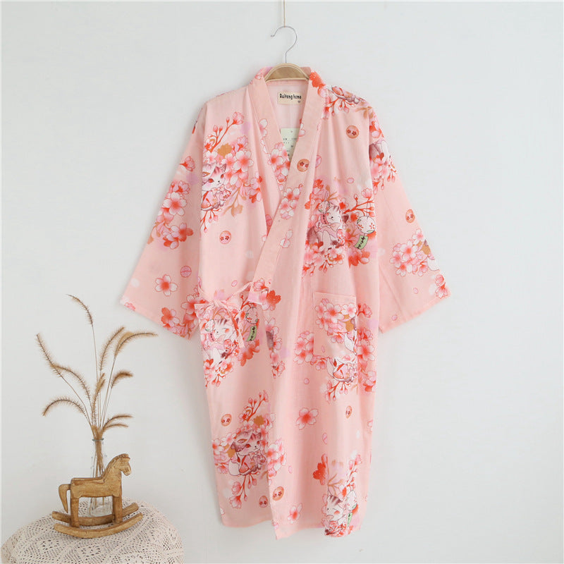 Cotton Gauze Lace-up Home Wear Cotton Moisture-wicking Clothing Kimono Robe by http://Lolyshop.shop