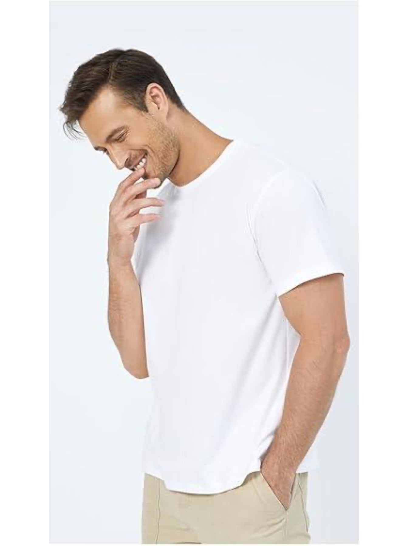 Neat White Basic Crewneck Short Sleeve Cotton Polyester Water Repellent Tops T Shirts Tee For Men by http://Lolyshop.shop