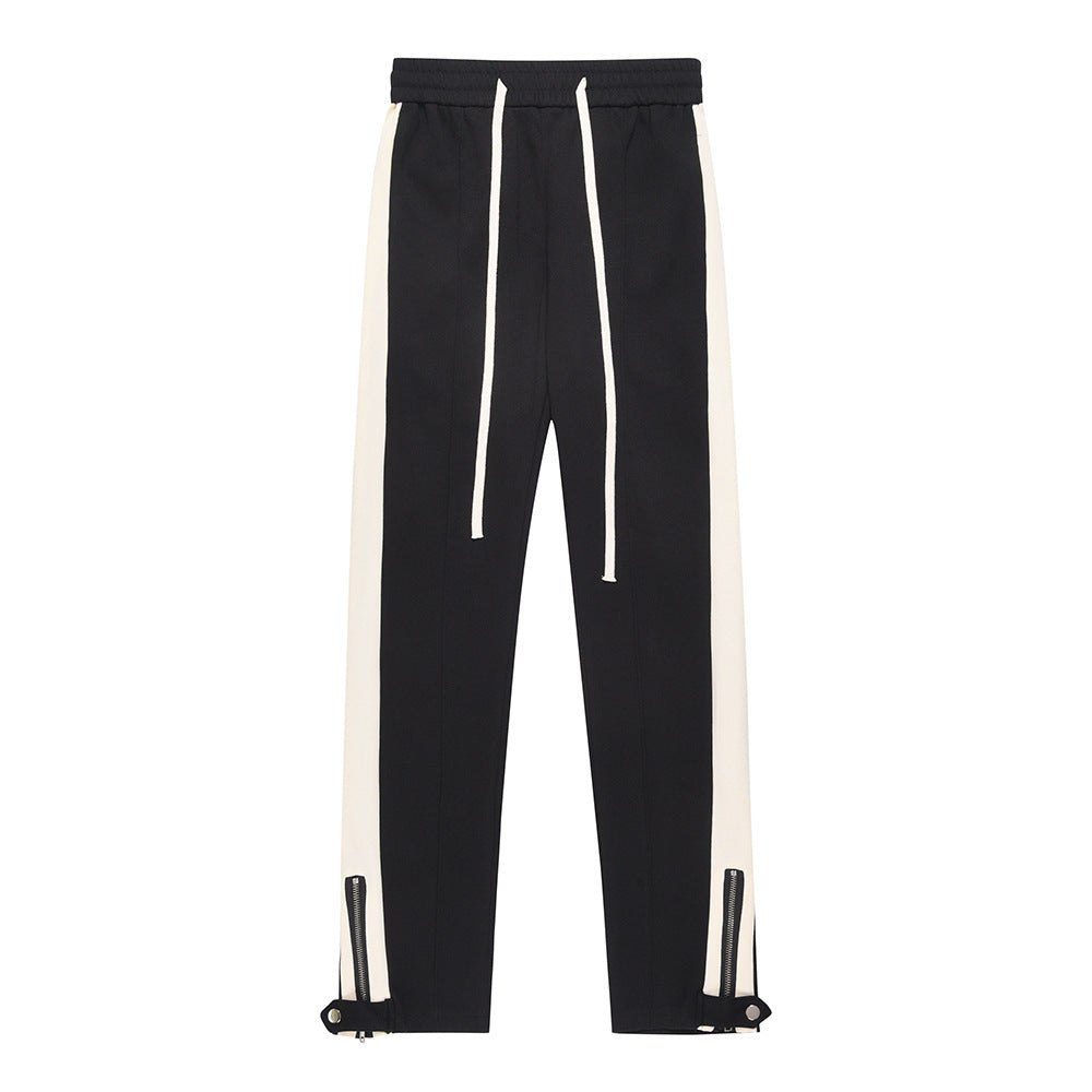 Fashion Stitching Casual Wide-leg Trousers Men by http://Loyshop.shop