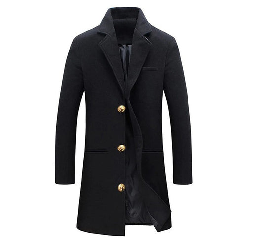 Winter Lapel Trench Coat Fashion Pocket Single Breasted Jacket Outerwear Casual Solid Color Men's Clothing by http://Loyshop.shop