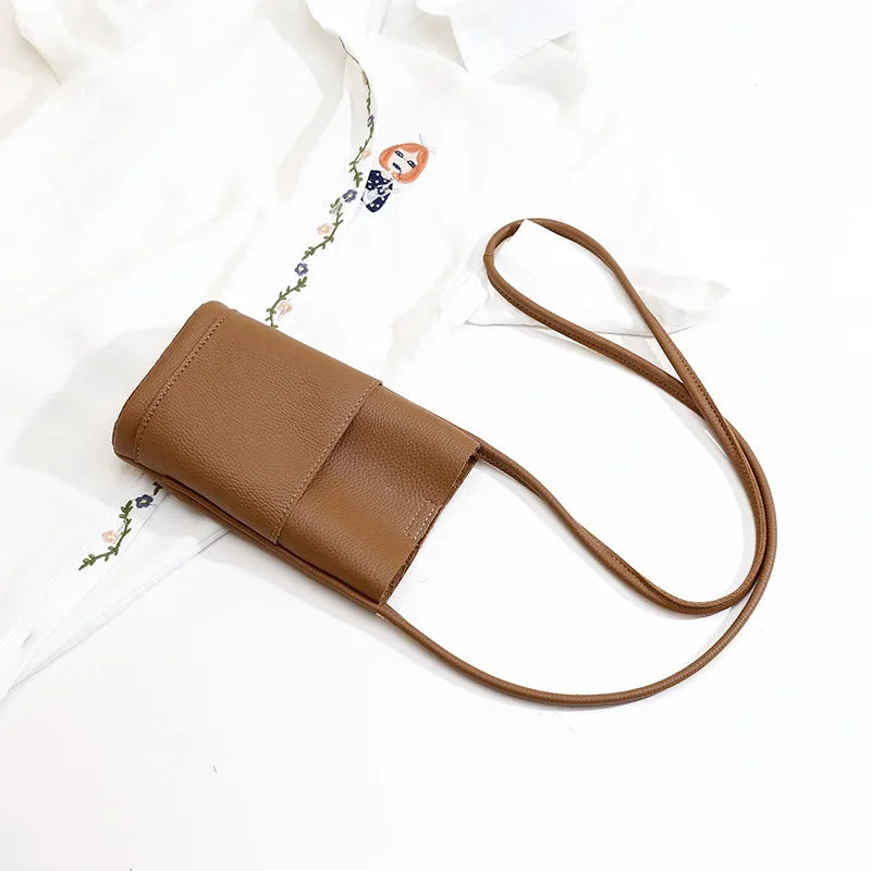Soft Leather Phone Bag Women's Crossbody Mini Bag 2025 New Trendy Versatile Soild Color Cute Mini Bucket Bags Ladies Hand Bags