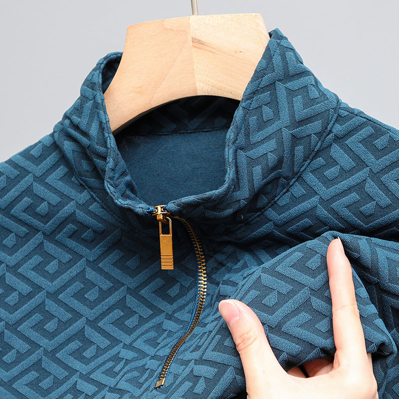 Long Sleeve T-shirt Zipper And Lapel Casual Stand Collar Bottoming Shirt Men's Clothing by http://Loyshop.shop