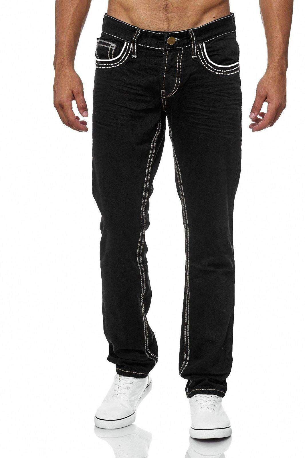 Men Jeans With Pockets Straight Pants Business Casual Daily Streetwear Trousers Men's Clothing by http://Lolyshop.shop