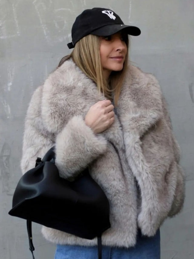 Winter Plush Coat Fashion Warm Thicken Fluffy Lapel Jacket Outwear Casual Long Sleeve Tops Womens Clothing by http://Loyshop.shop