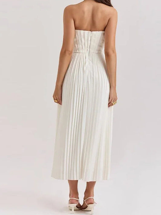 Fashion Elegant V-neck Sleeveless Pleated Dress by http://Lolyshop.shop