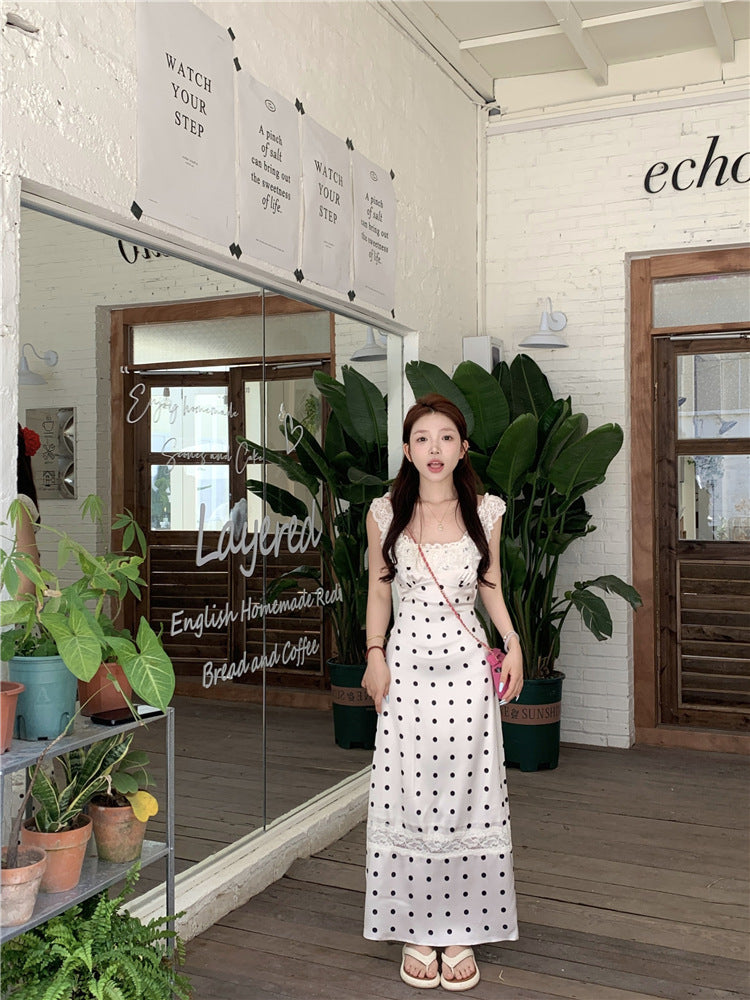 Polka Dot Brace Dress Women