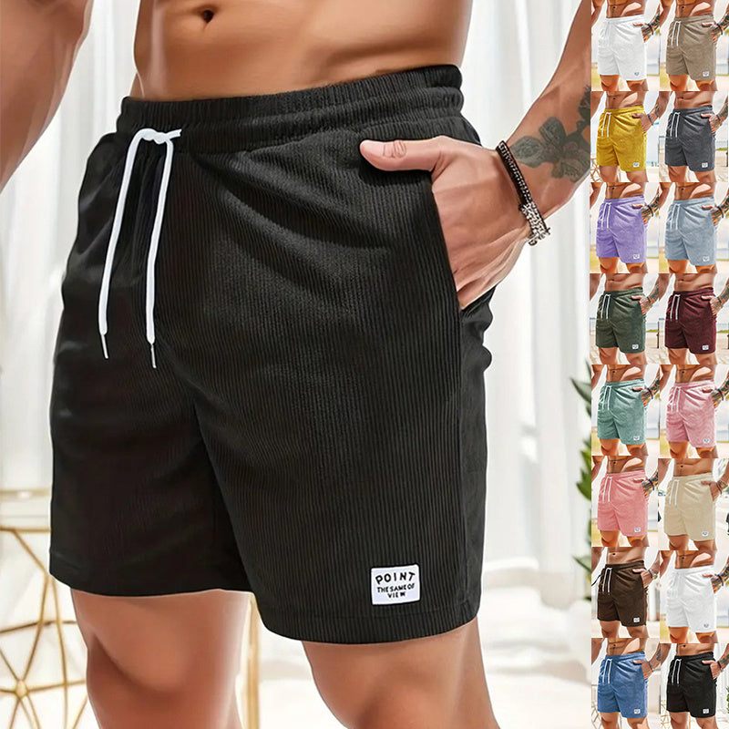 Lace-up Drawstring Shorts Summer Corduroy Sports Short Pants Mens Clothing by http://Lolyshop.shop