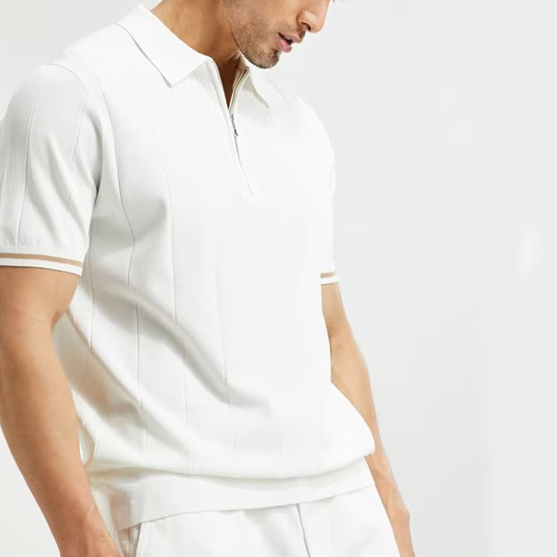 Fashion Short-sleeved Polo Shirt Summer Lapel Zipper T-shirt Tops Mens Clothing by http://Lolyshop.shop