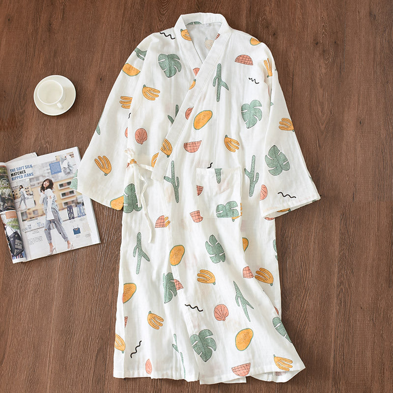Cotton Gauze Lace-up Home Wear Cotton Moisture-wicking Clothing Kimono Robe by http://Lolyshop.shop