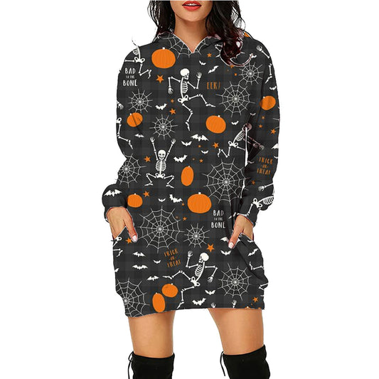 Halloween Print Long Hoodie With Pockets Sweater Long Sleeve Clothes Women by http://Loyshop.shop