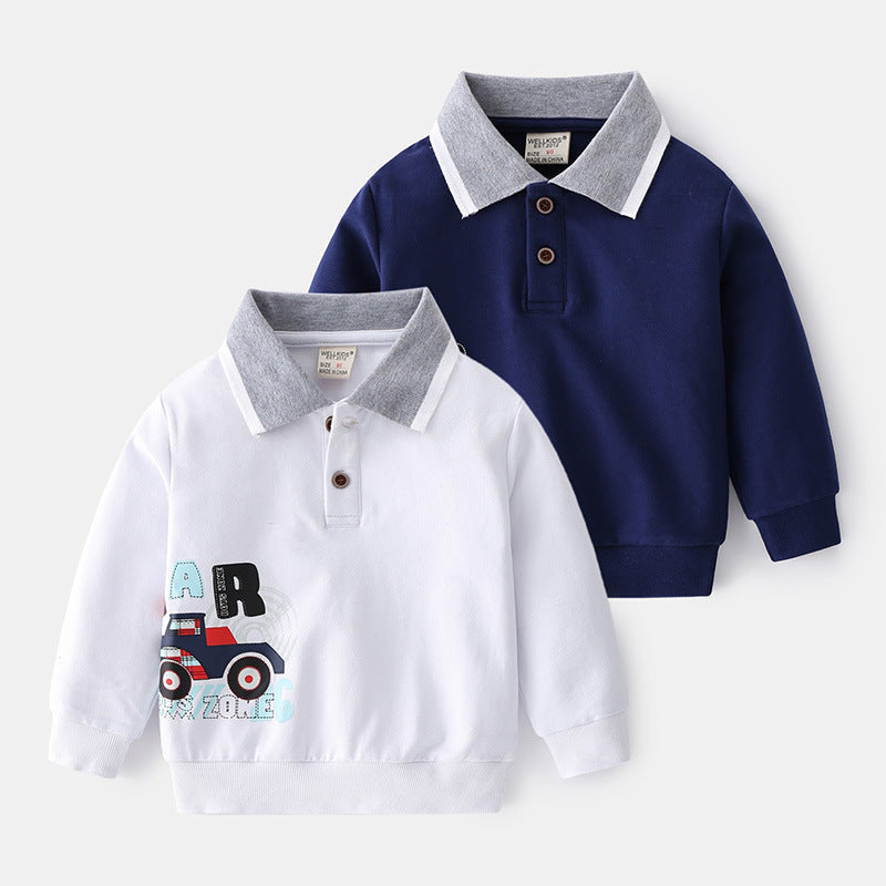 New Fashion Cute Cartoon Print Boys Lapel Sweater by http://Lolyshop.shop
