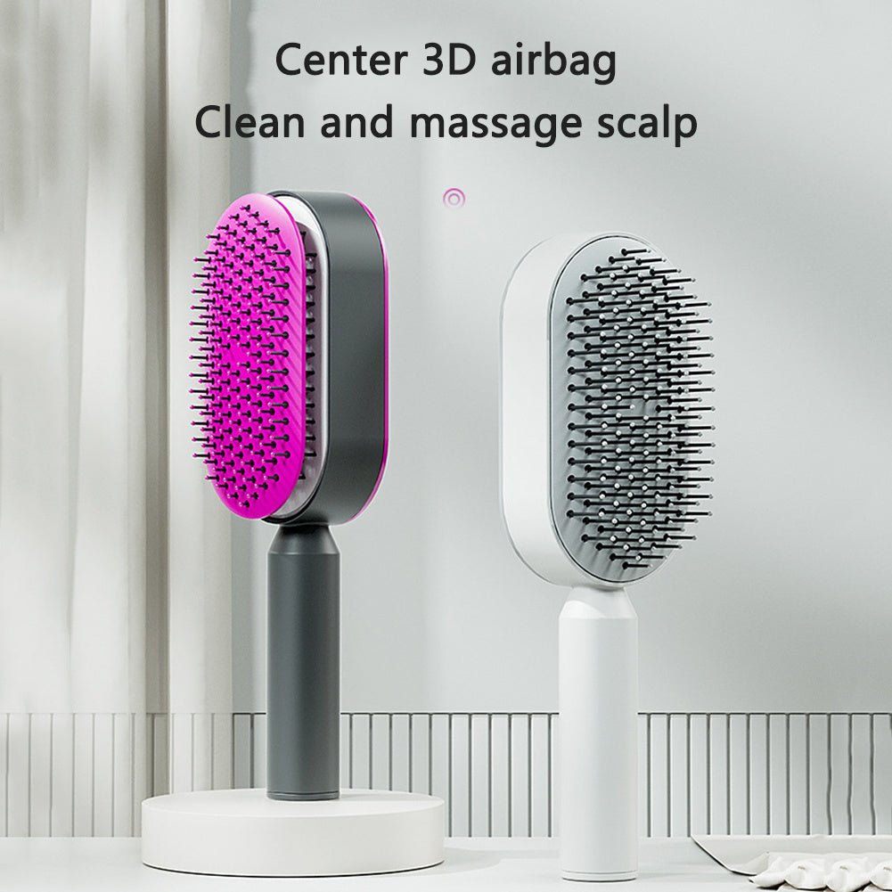 Self Cleaning Hair Brush For Women One-key Cleaning Hair Loss Airbag Massage Scalp Comb Anti-Static Hairbrush by http://Lolyshop.shop