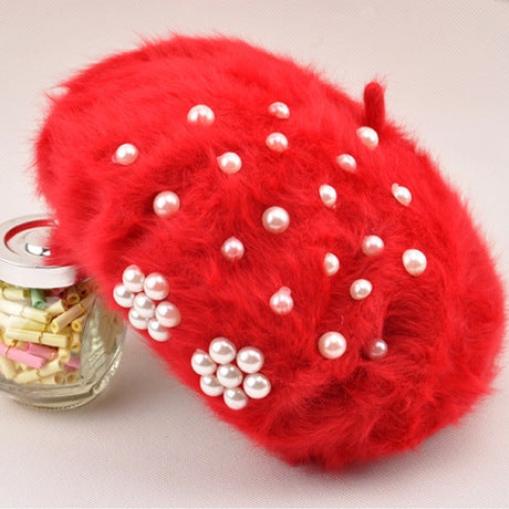Women's Winter Korean Hats Trendy Pearl Rabbit Fur by http://Lolyshop.shop