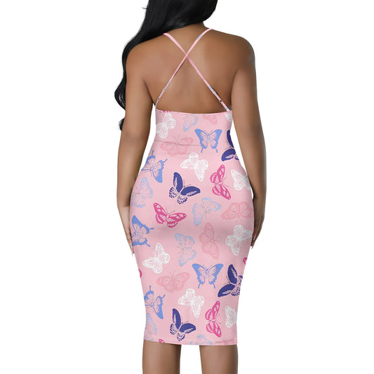 Women's clothing 2025 spring/summer new custom casual loose floral print hollow suspender butterfly dress by http:// Lolyshop.shop