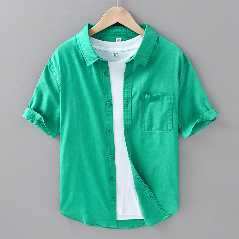 Thin Menswear Linen Short Sleeve Shirt by http://Lolyshop.shop