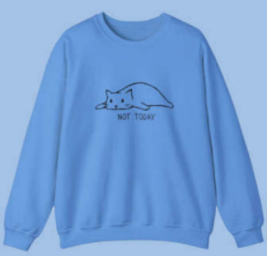 Round Neck Sweater Lazy Cat Letter Long Sleeve Top - Http:// Lolyshop.shop