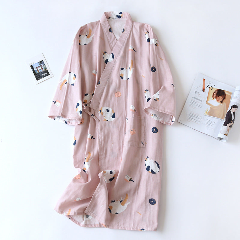 Cotton Gauze Lace-up Home Wear Cotton Moisture-wicking Clothing Kimono Robe by http://Lolyshop.shop