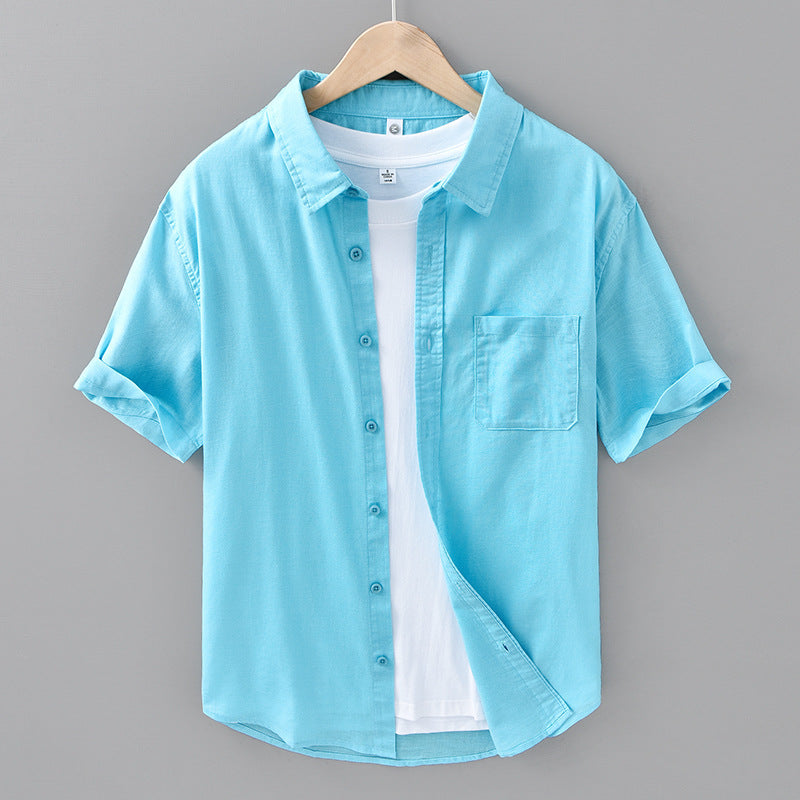 Thin Menswear Linen Short Sleeve Shirt by http://Lolyshop.shop