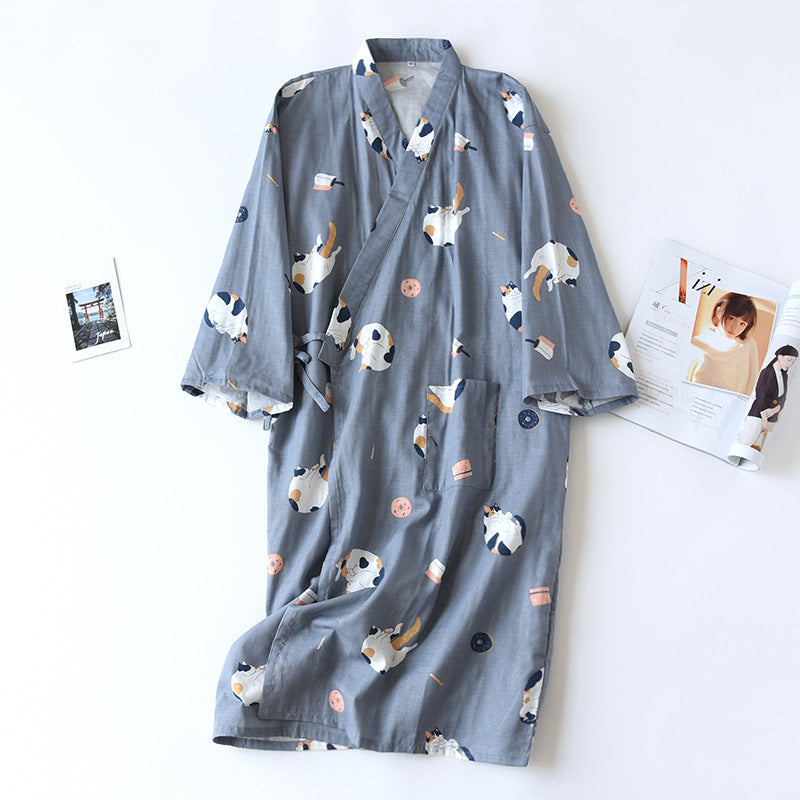 Cotton Gauze Lace-up Home Wear Cotton Moisture-wicking Clothing Kimono Robe by http://Lolyshop.shop