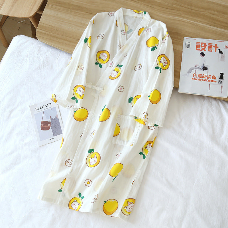 Cotton Gauze Lace-up Home Wear Cotton Moisture-wicking Clothing Kimono Robe by http://Lolyshop.shop