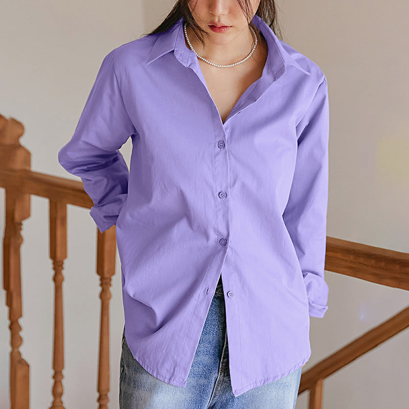 French Style Elegant Long Sleeve Blouse Women's Pure Cotton