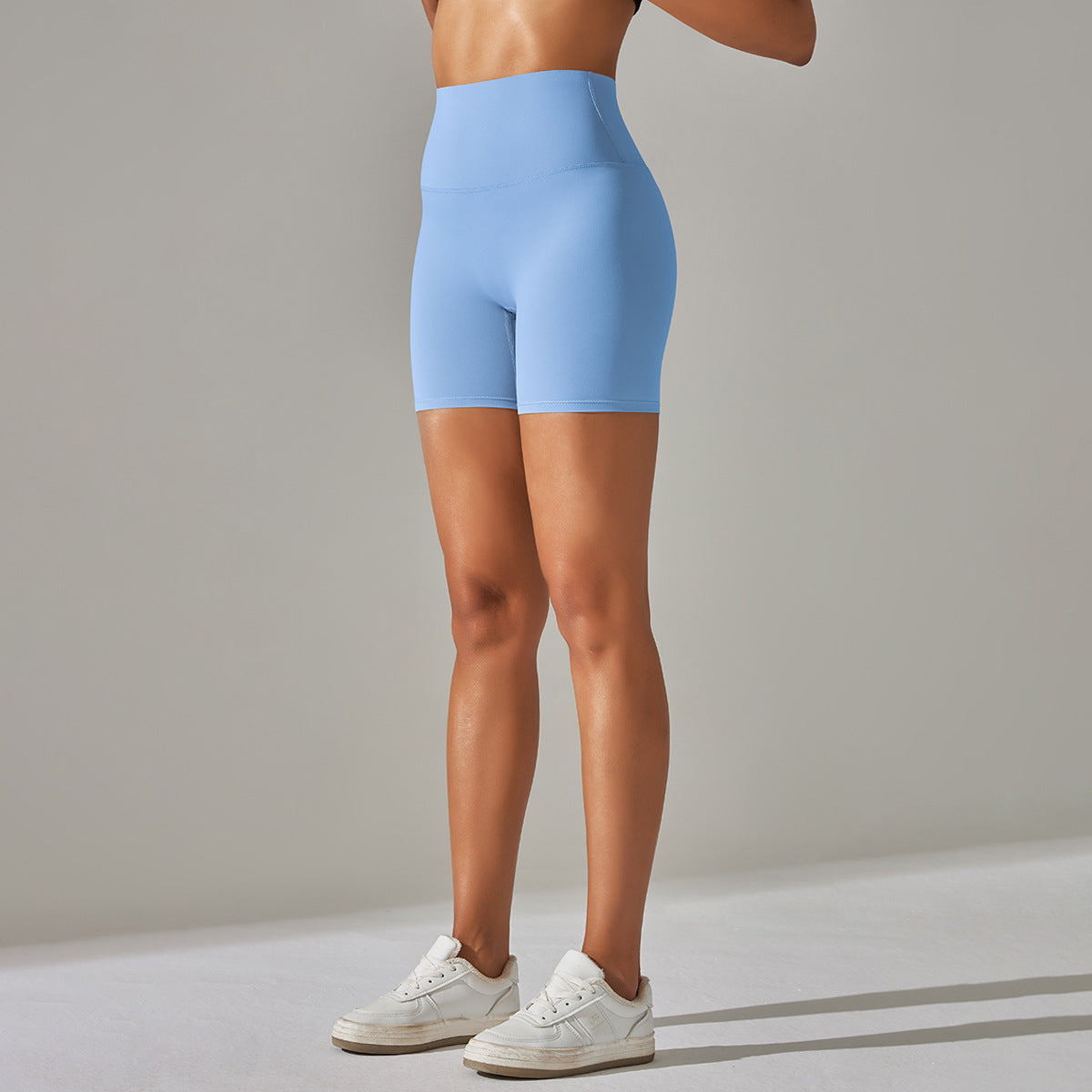Women's Solid Color Double-sided Brocade Brushed Fitness High Waist Shorts