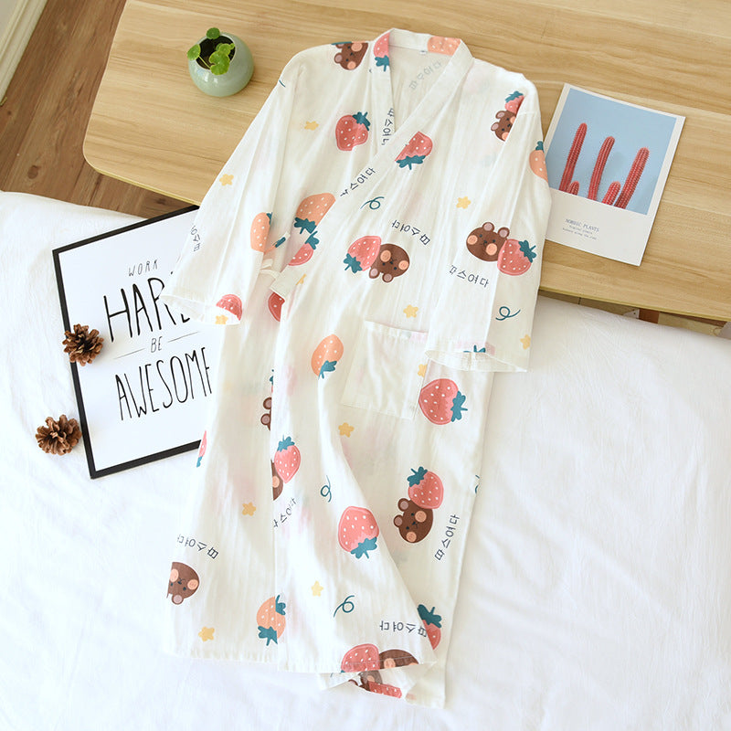 Cotton Gauze Lace-up Home Wear Cotton Moisture-wicking Clothing Kimono Robe by http://Lolyshop.shop